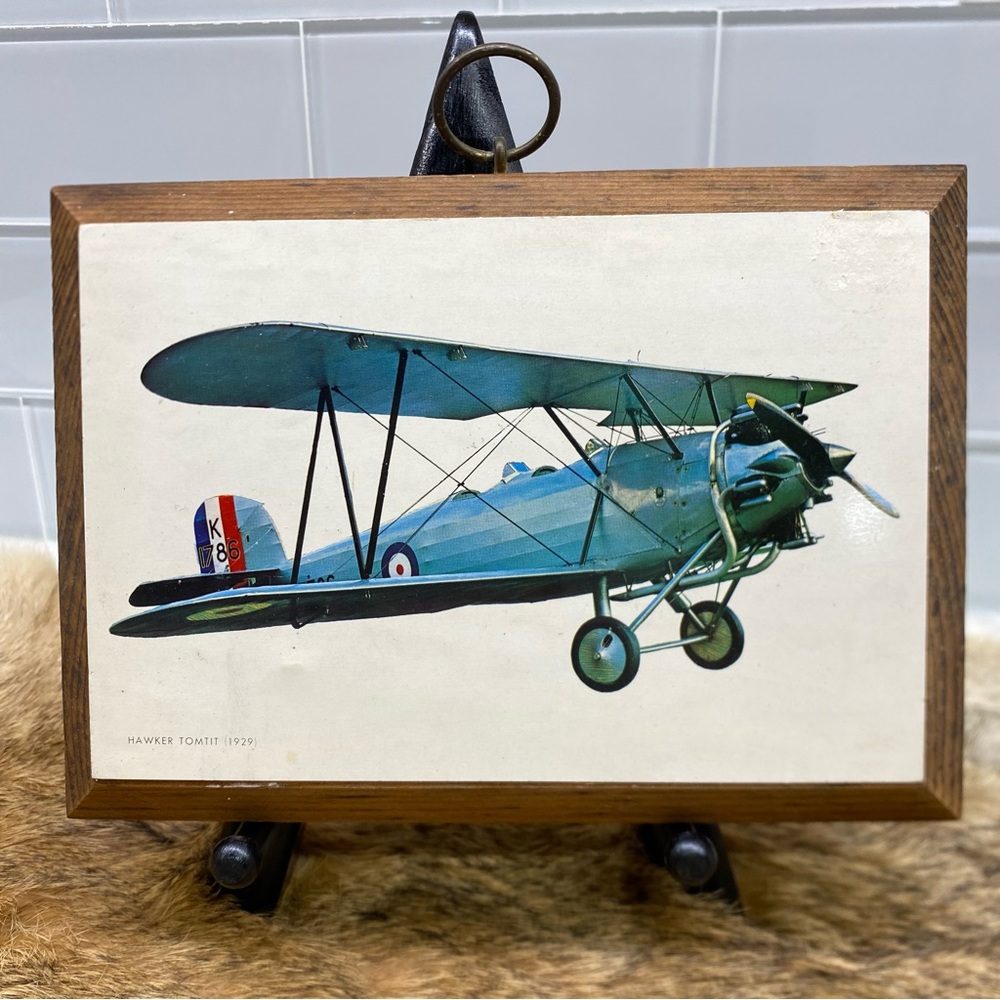 Hawker Tomtit 1929 WW1 Air Show Photo Postcard Framed Wooden Display